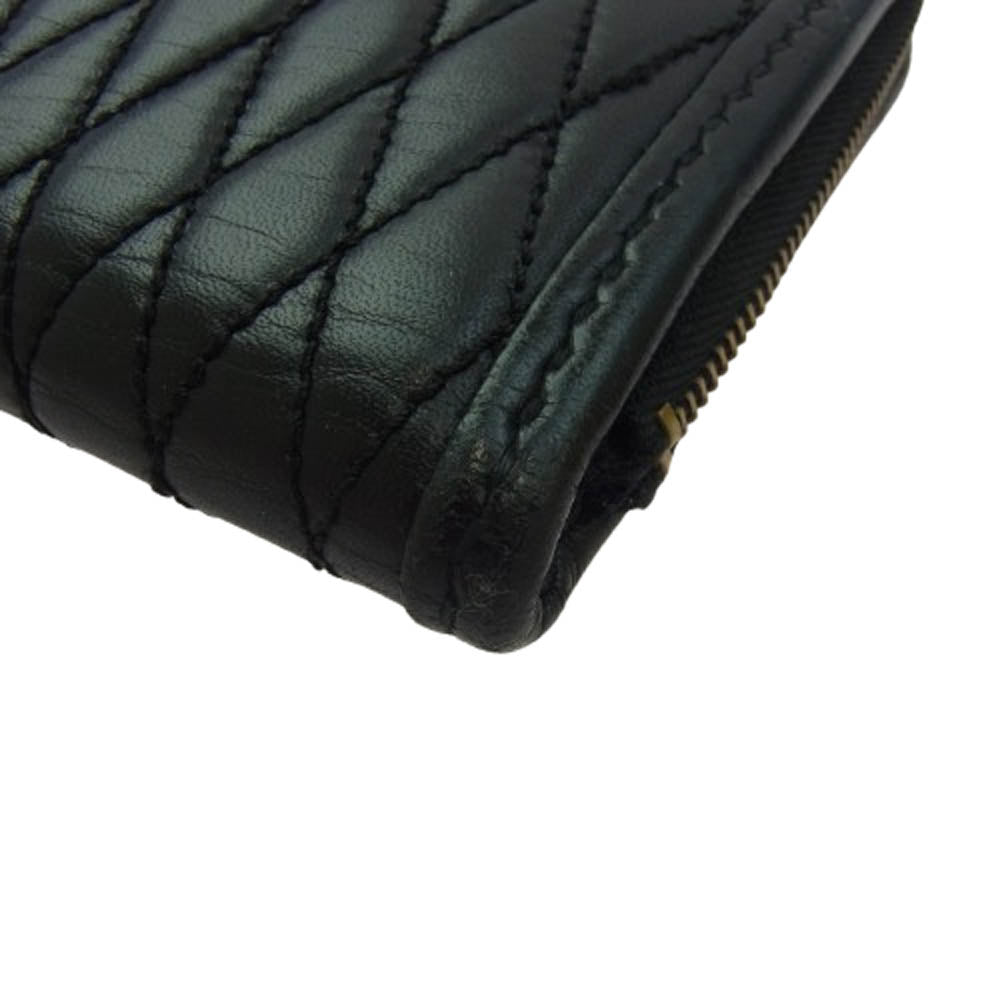 TENDERLOIN テンダーロイン × Backdrop バックドロップ ダイヤキルト キルティング レザー 二つ折り 財布 ウォレット ブラック系【中古】