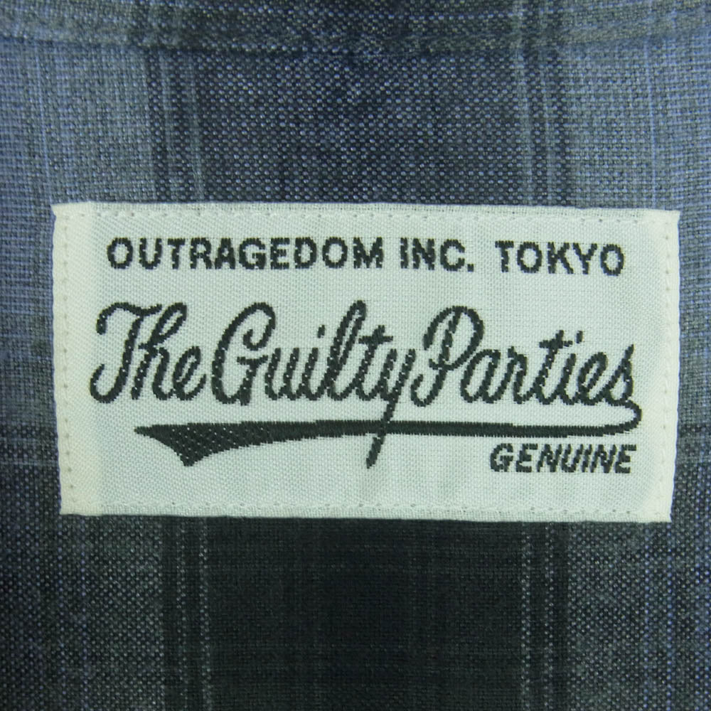 WACKO MARIA ワコマリア OMBRE CHECK OPEN COLLAR SHIRT オンブレ チェック 長袖 シャツ レーヨン 日本製 ブルー系 M【中古】