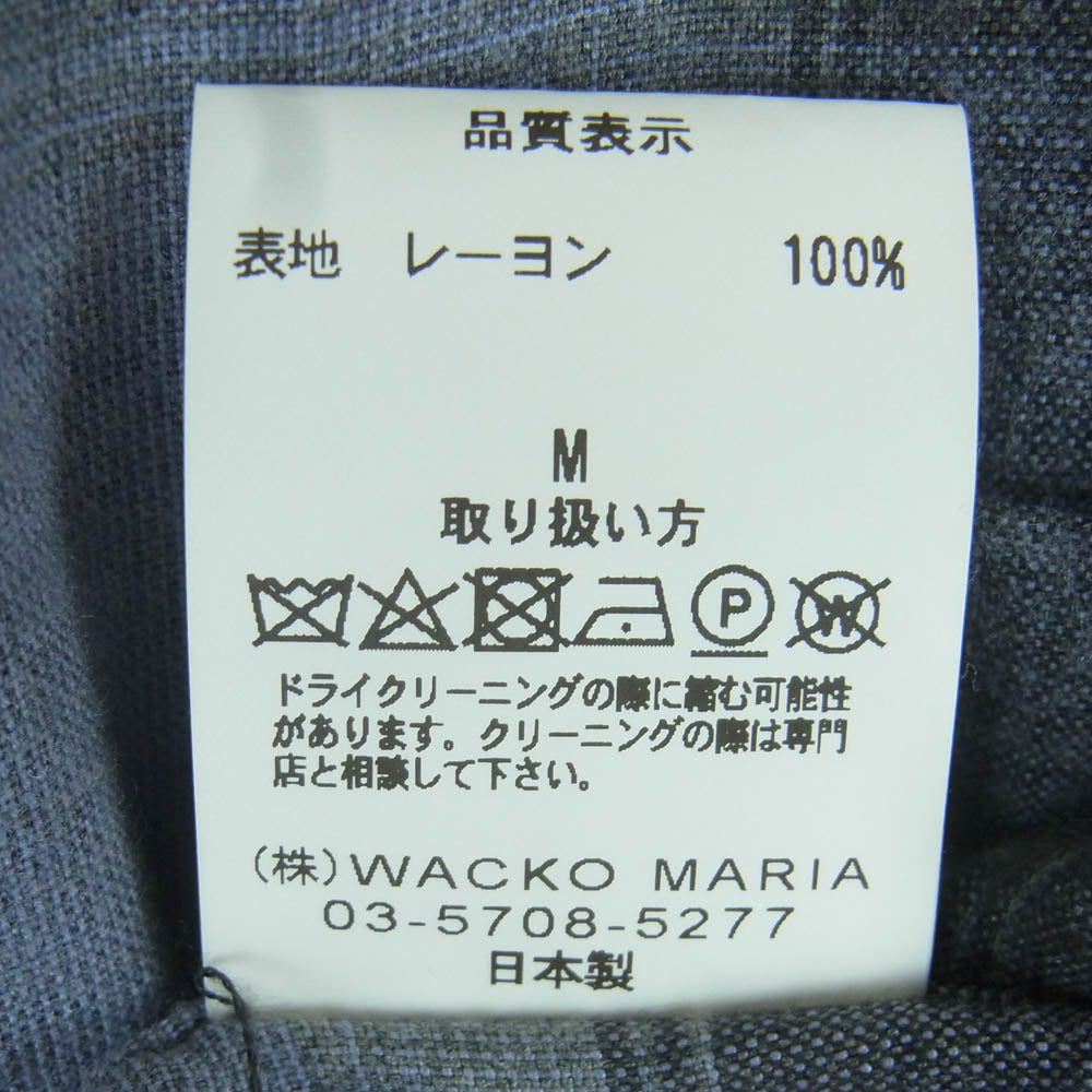 WACKO MARIA ワコマリア OMBRE CHECK OPEN COLLAR SHIRT オンブレ チェック 長袖 シャツ レーヨン 日本製 ブルー系 M【中古】