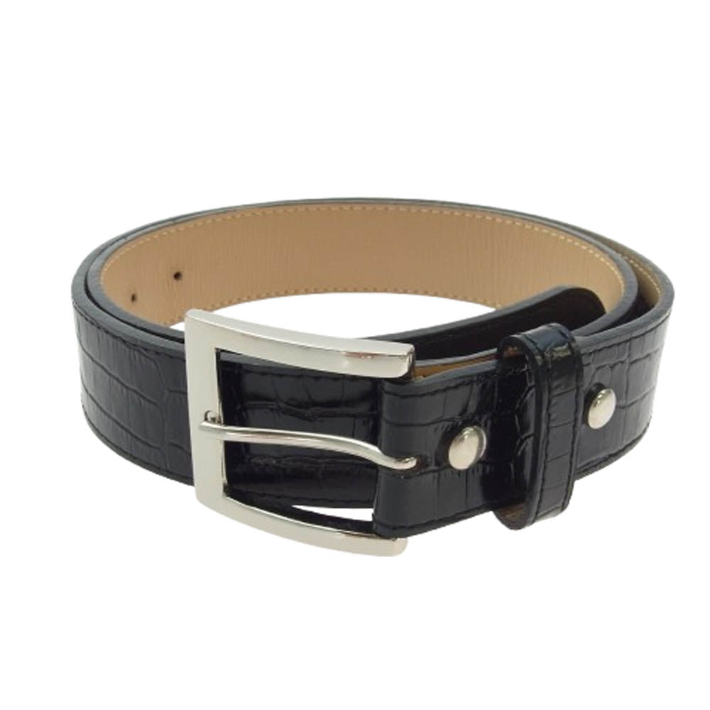 WACKO MARIA ワコマリア WMGP-BL03 CROCODILE EMBOSSED LEATHER BELT レザー ベルト ブラック系 36【極上美品】【中古】