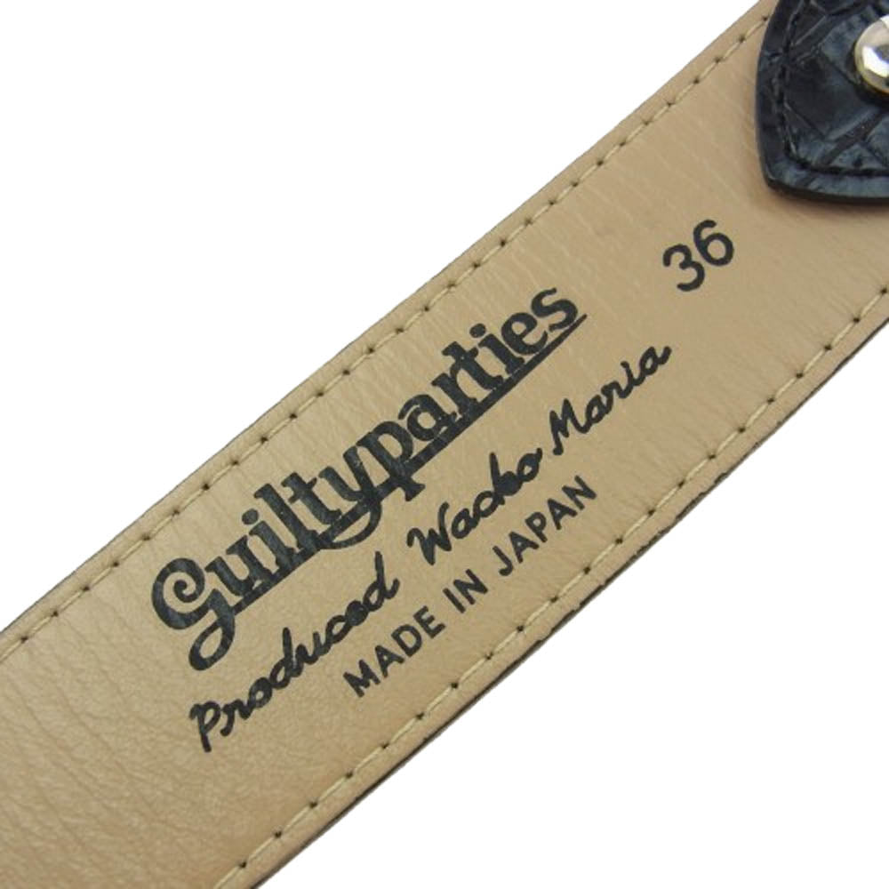 WACKO MARIA ワコマリア WMGP-BL03 CROCODILE EMBOSSED LEATHER BELT レザー ベルト ブラック系 36【極上美品】【中古】
