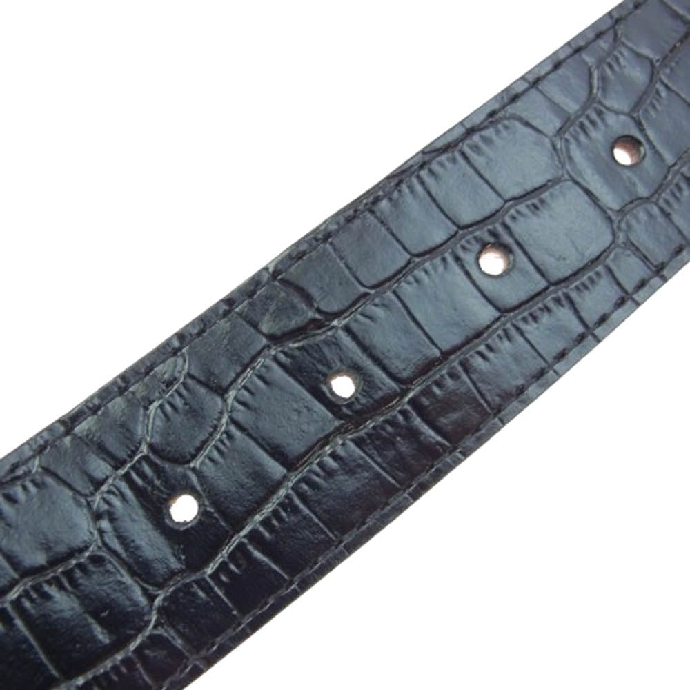 WACKO MARIA ワコマリア WMGP-BL03 CROCODILE EMBOSSED LEATHER BELT レザー ベルト ブラック系 36【極上美品】【中古】