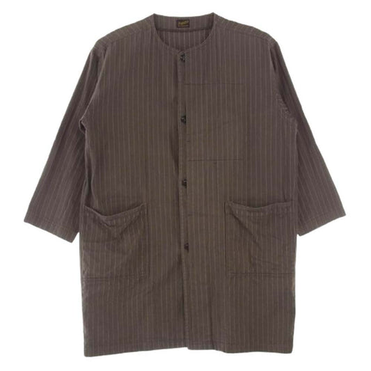 TENDERLOIN テンダーロイン T-ENGINEER COAT ストライプ エンジニア ノーカラー コート ジャケット ブラウン系 M【中古】
