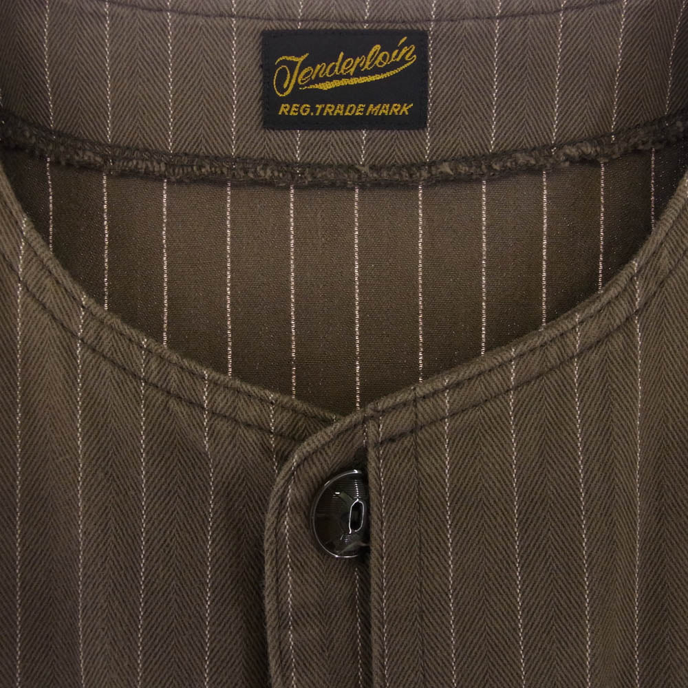 TENDERLOIN テンダーロイン T-ENGINEER COAT ストライプ エンジニア ノーカラー コート ジャケット ブラウン系 M【中古】