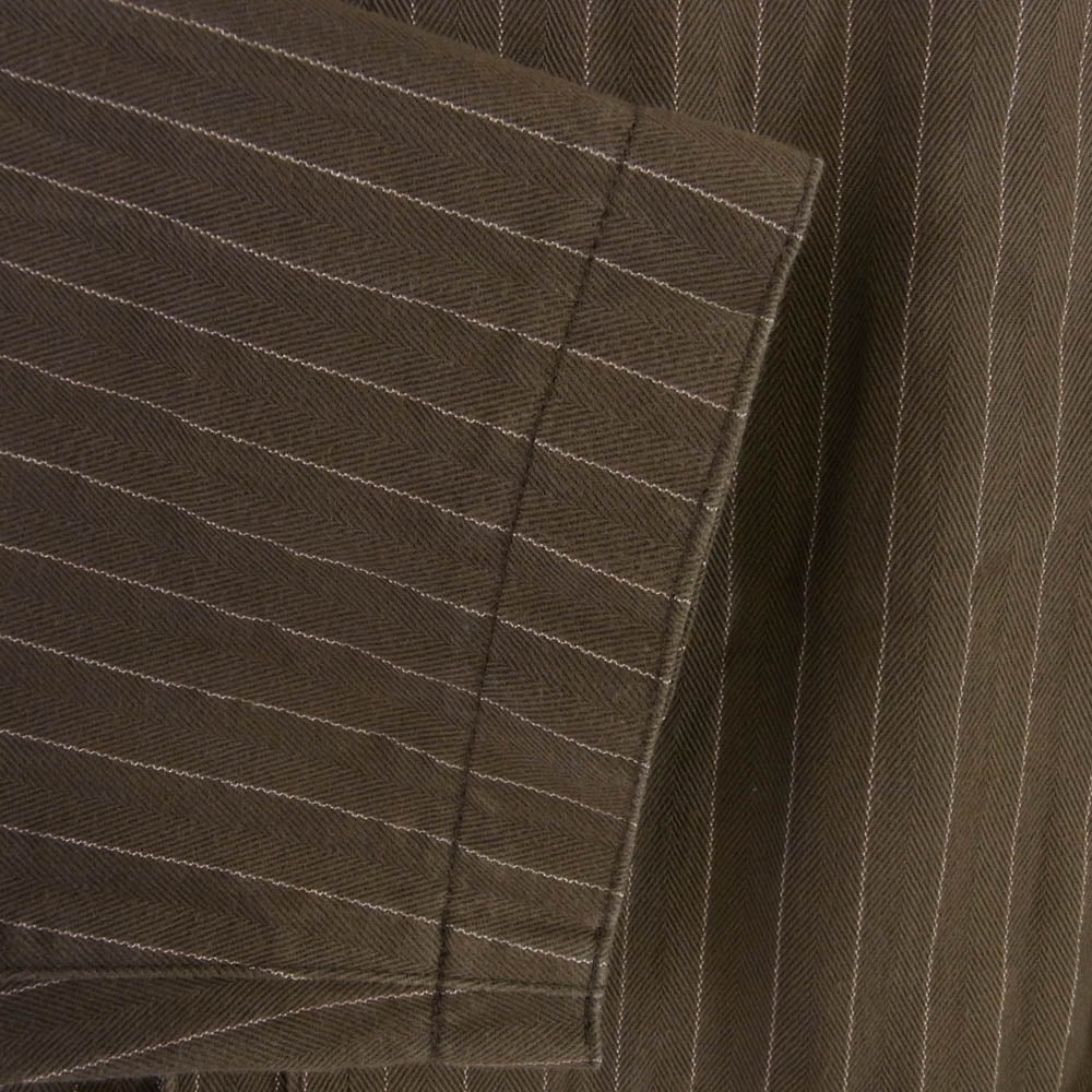 TENDERLOIN テンダーロイン T-ENGINEER COAT ストライプ エンジニア ノーカラー コート ジャケット ブラウン系 M【中古】