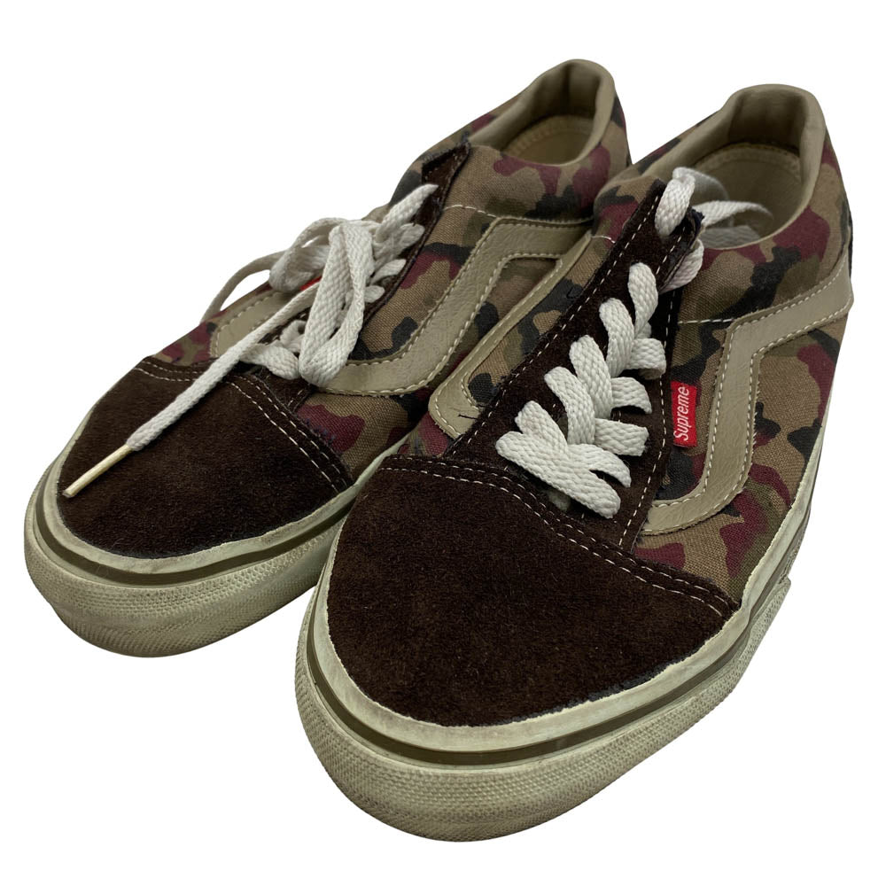 Supreme シュプリーム 90s USA製 VANS OLD SCHOOL ヴィンテージ バンズ オールドスクール カモ ブラウン系 24cm【中古】