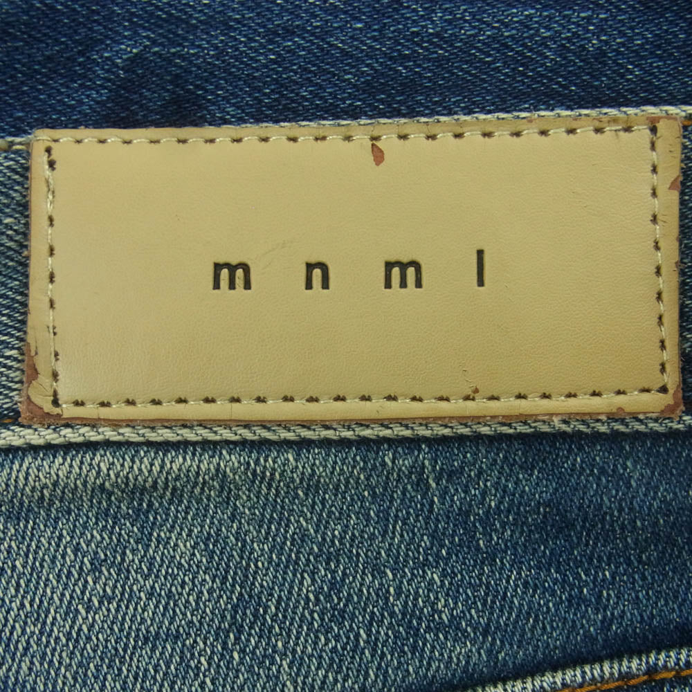 ミニマル 裾ジップ ダメージ スキニー デニム パンツ 中国製 インディゴブルー系 32【中古】