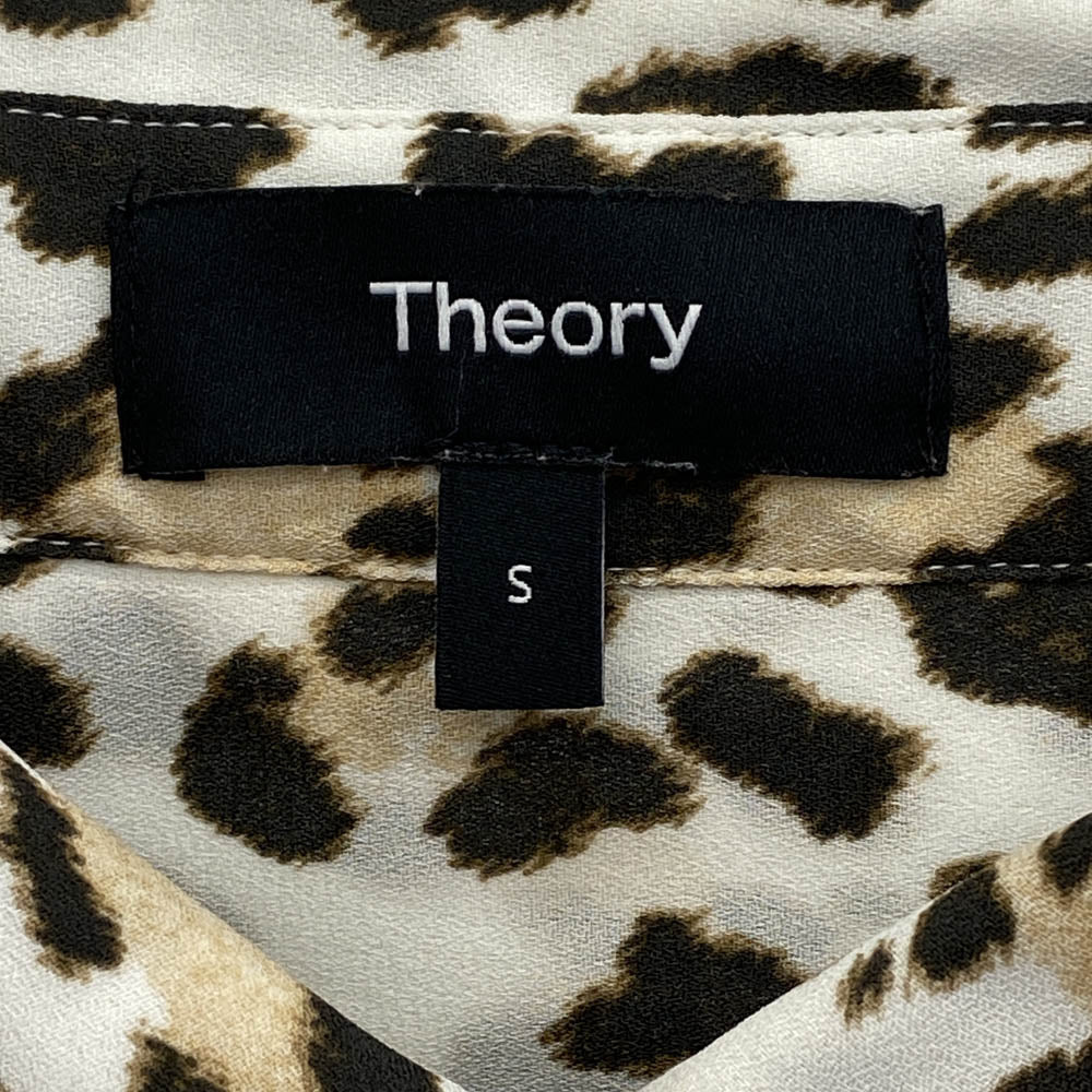 theory セオリー レオパード柄 総柄 スタンダードカラー 長袖 シャツ ブラウス ブラウン系 S【中古】