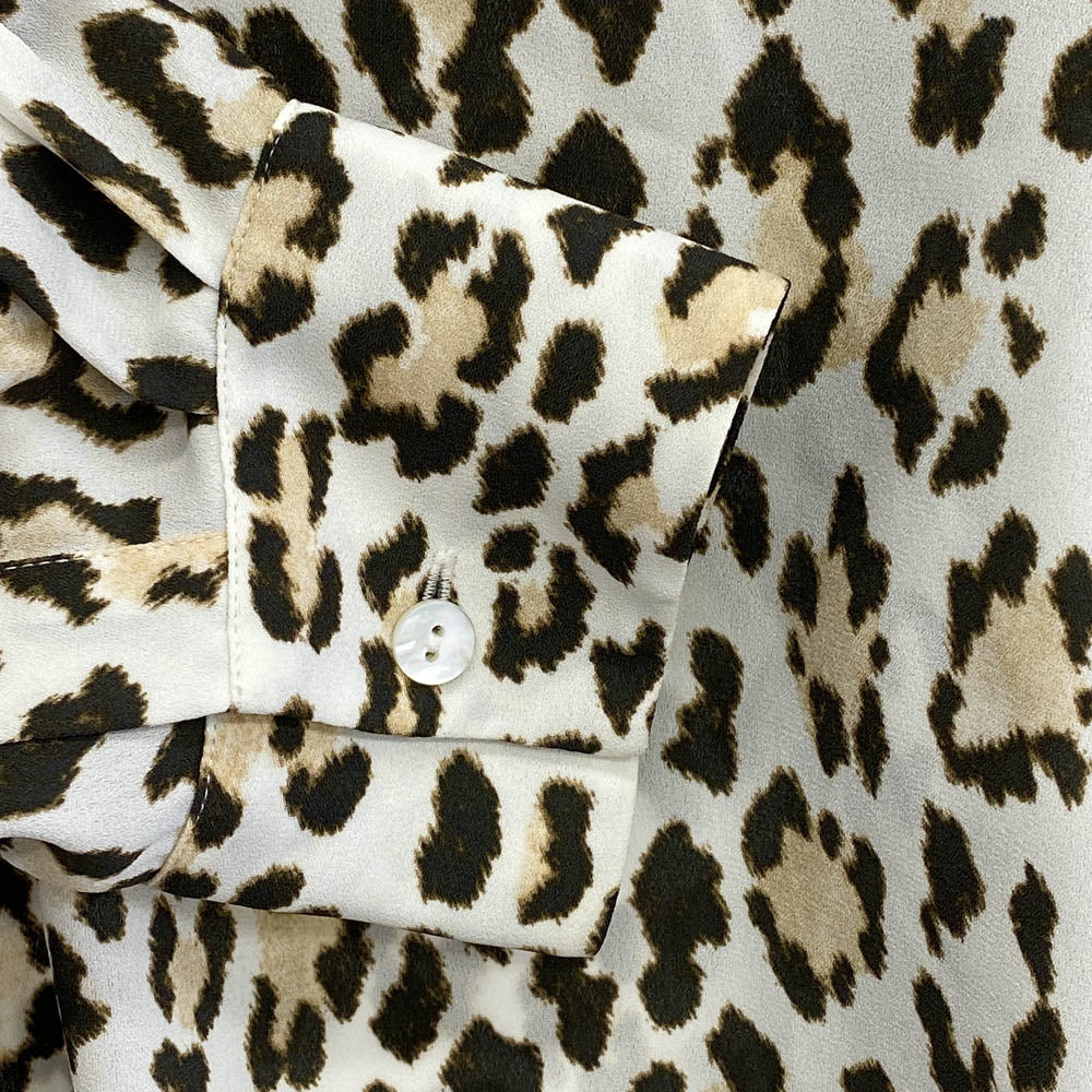 theory セオリー レオパード柄 総柄 スタンダードカラー 長袖 シャツ ブラウス ブラウン系 S【中古】