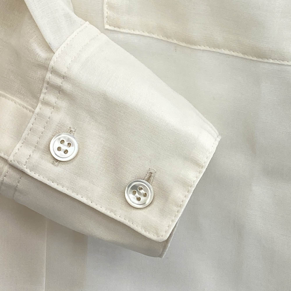 theory セオリー オープンカラー ポリエステル混 ウール 長袖 シャツ ブラウス オフホワイト系 S【中古】