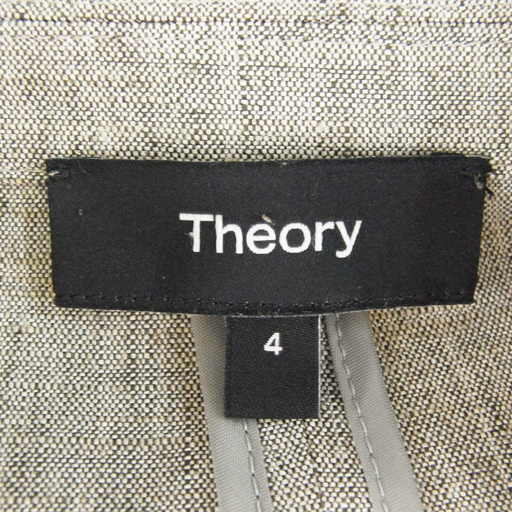 theory セオリー 01-3104109-650-704 リネン レーヨン ダブルブレスト テーラード ジャケット グレー系 4【中古】