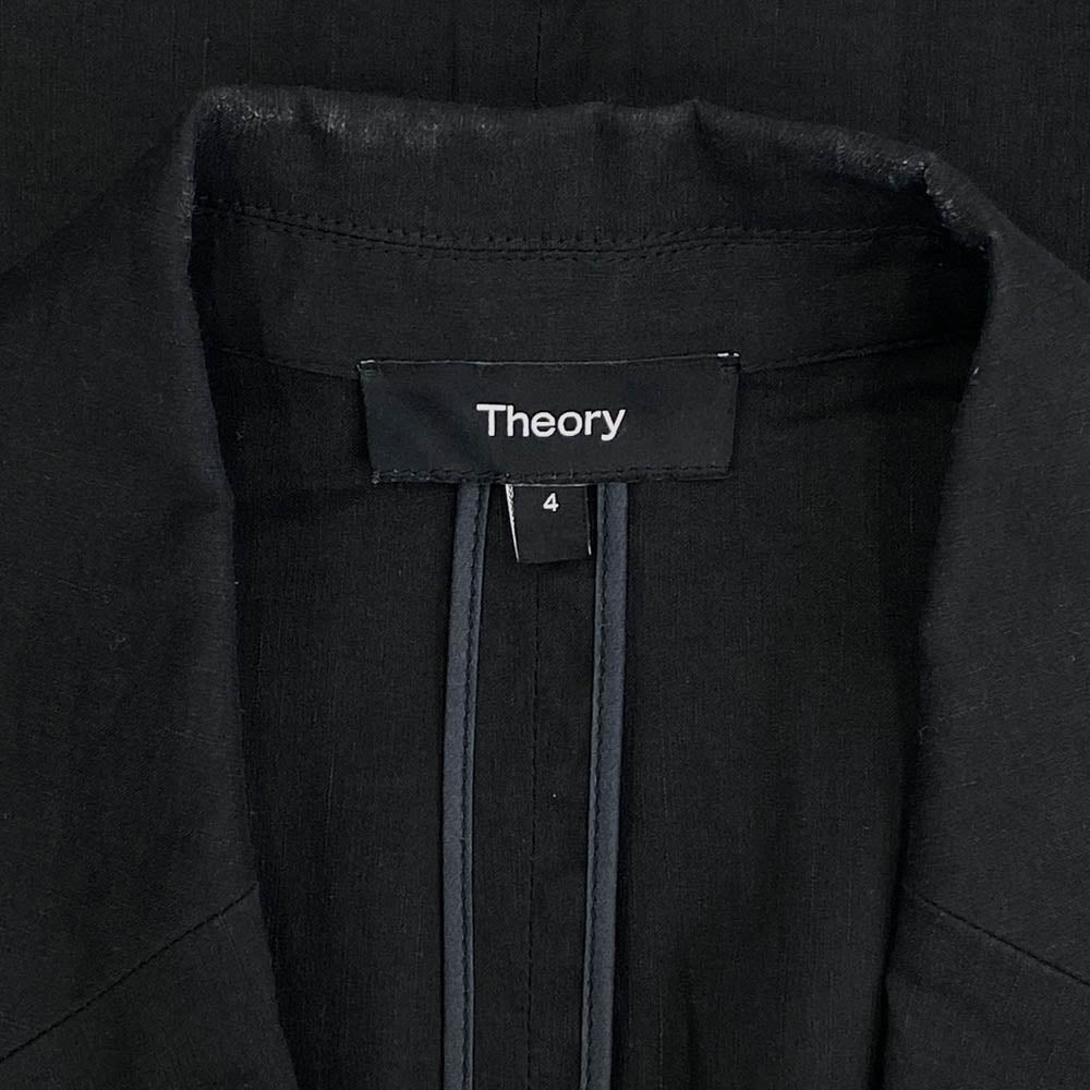 theory セオリー 01-3104106-050-704 リネン レーヨン 2B シングル テーラード ジャケット ブラック系 4【中古】