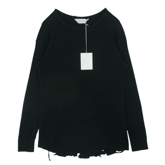 ANCELLM アンセルム ANC-CT37 DAMAGE WAFFLE CREW LS T-SHIRT ダメージ ワッフル 長袖 Tシャツ ブラック系 1【中古】