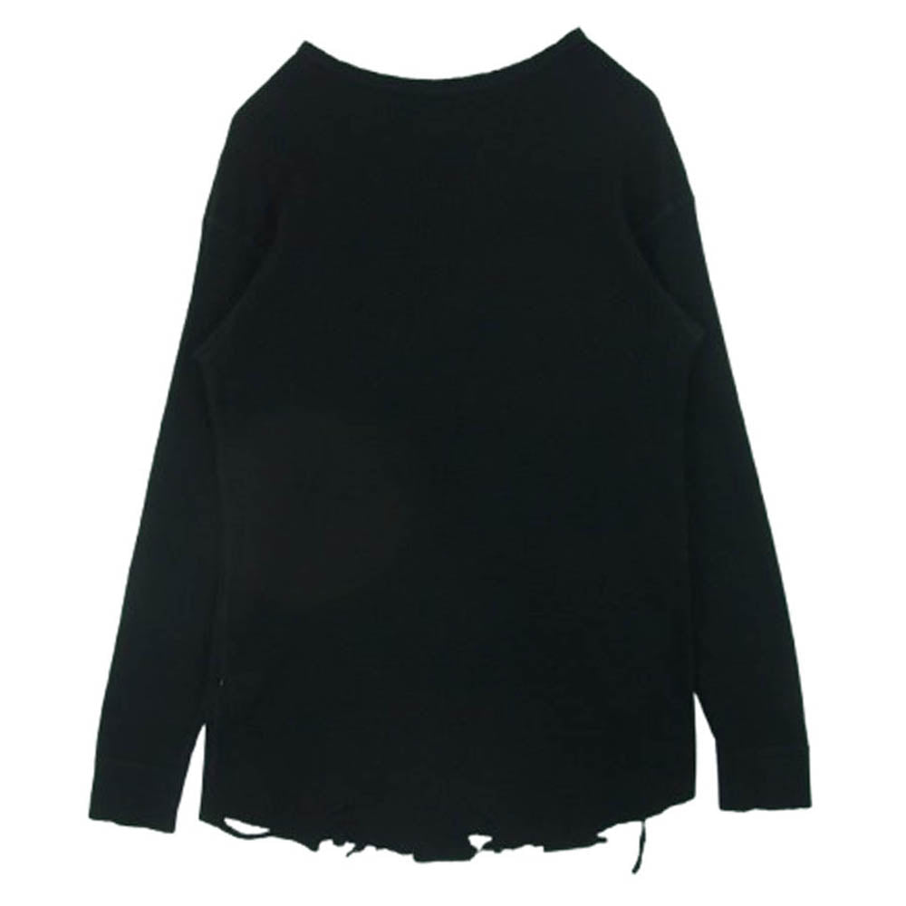 ANCELLM アンセルム ANC-CT37 DAMAGE WAFFLE CREW LS T-SHIRT ダメージ ワッフル 長袖 Tシャツ ブラック系 1【中古】