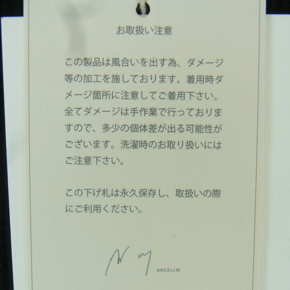 ANCELLM アンセルム ANC-CT37 DAMAGE WAFFLE CREW LS T-SHIRT ダメージ ワッフル 長袖 Tシャツ ブラック系 1【中古】