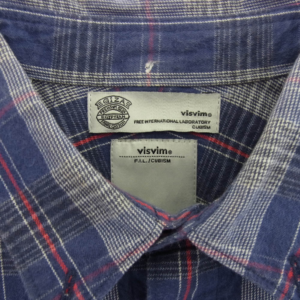 VISVIM ビズビム 0112205011024 5 NATION SHIRT 長袖 切替 チェック シャツ パープル系 1【中古】