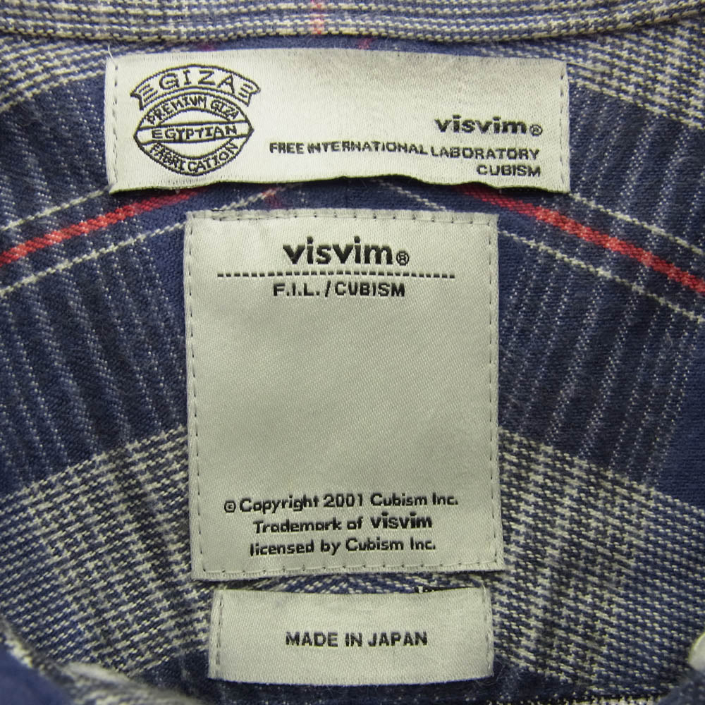 VISVIM ビズビム 0112205011024 5 NATION SHIRT 長袖 切替 チェック シャツ パープル系 1【中古】