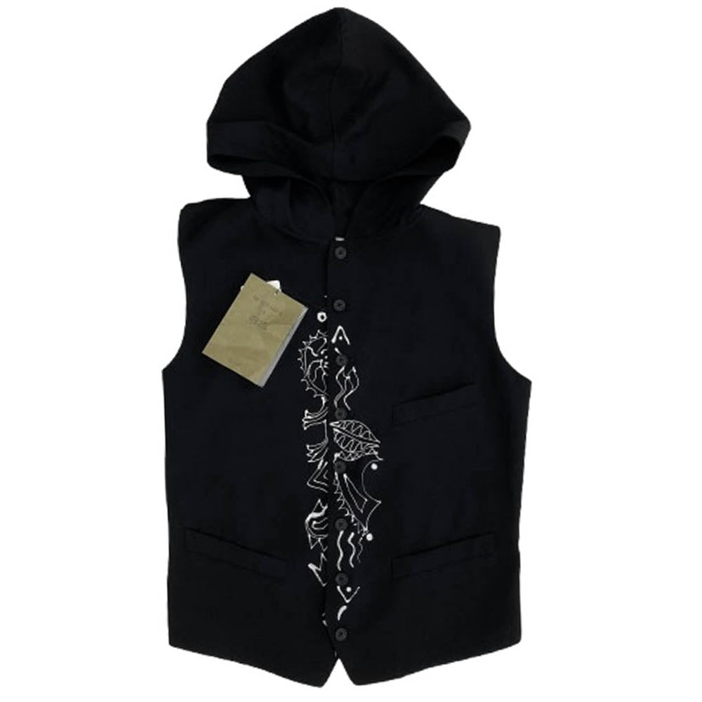 Yohji Yamamoto POUR HOMME ヨウジヤマモトプールオム HD-V07-100-2 ウール ギャバジン フーディ フード付き ベスト ブラック系 3【新古品】【未使用】【中古】