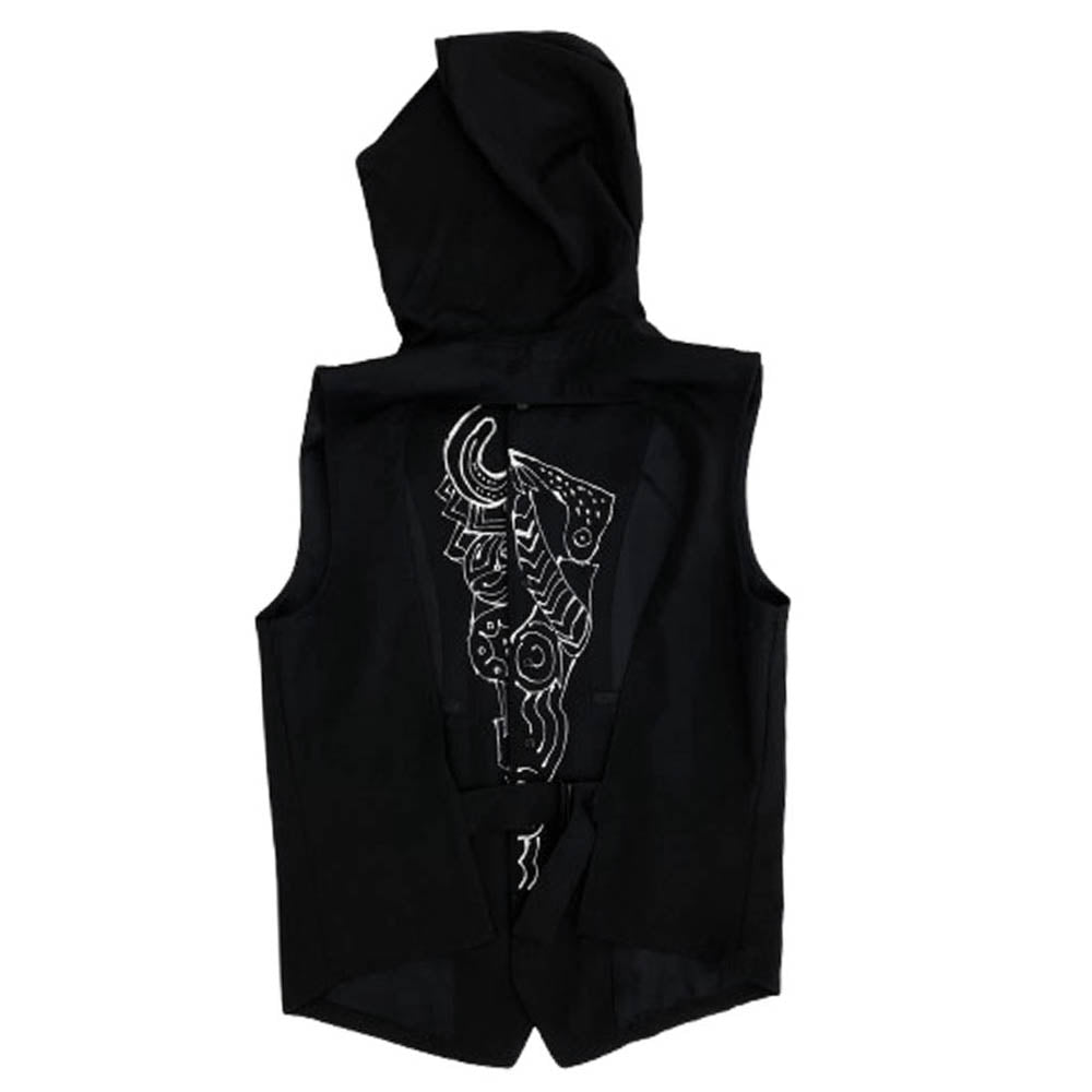 Yohji Yamamoto POUR HOMME ヨウジヤマモトプールオム HD-V07-100-2 ウール ギャバジン フーディ フード付き ベスト ブラック系 3【新古品】【未使用】【中古】