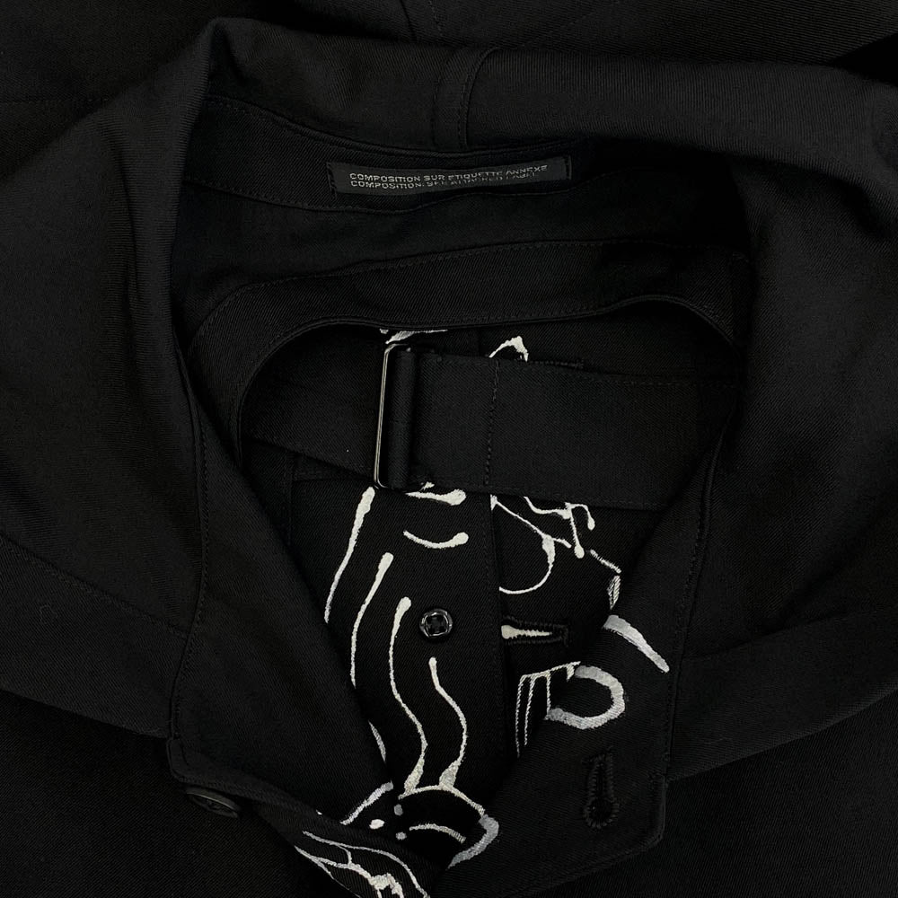 Yohji Yamamoto POUR HOMME ヨウジヤマモトプールオム HD-V07-100-2 ウール ギャバジン フーディ フード付き ベスト ブラック系 3【新古品】【未使用】【中古】