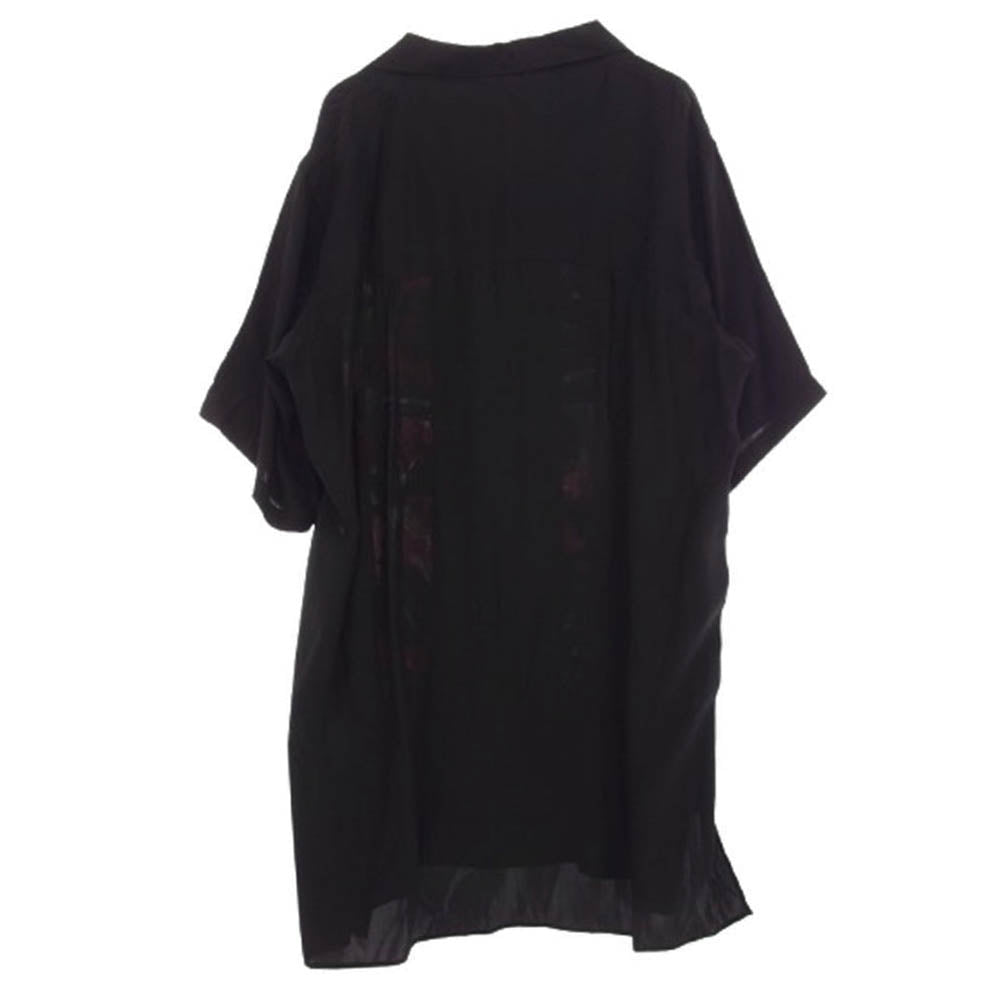 Yohji Yamamoto POUR HOMME ヨウジヤマモトプールオム 22SS HG-B27-404-1 フラシPKB 花 フラワー 半袖 ロング シャツ ブラック系 4【新古品】【未使用】【中古】