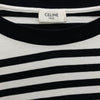 CELINE セリーヌ 2X85M800M ロゴプリント ボーダー 半袖 Tシャツ カットソー ホワイト系 XL【中古】