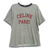 CELINE セリーヌ 2X45M878Y CELINE PARIS ロゴ ボーダー 半袖 Tシャツ カットソー ブラック系 ホワイト系 XL【中古】