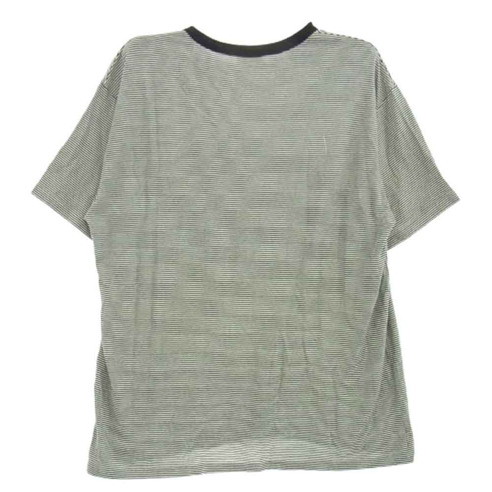 CELINE セリーヌ 2X45M878Y CELINE PARIS ロゴ ボーダー 半袖 Tシャツ カットソー ブラック系 ホワイト系 XL【中古】