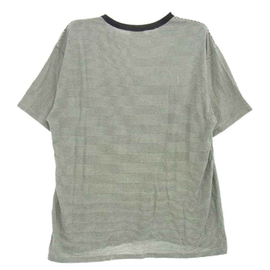 CELINE セリーヌ 2X45M878Y CELINE PARIS ロゴ ボーダー 半袖 Tシャツ カットソー ブラック系 ホワイト系 XL【中古】