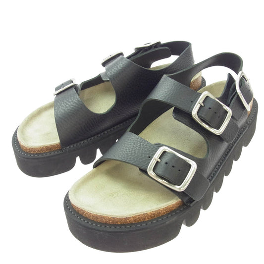 Hender Scheme エンダースキーマ ERIC レザー アンクル ストラップ サンダル ブラック系【中古】