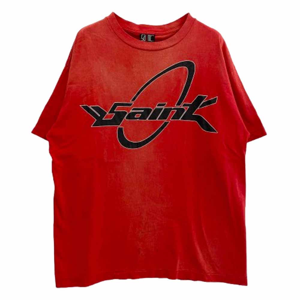 SAINT MICHAEL セントマイケル 22SS SM-S22-0000-006 SS TEE S.CIRCLE サークル プリント 半袖 Tシャツ レッド系 XL【中古】