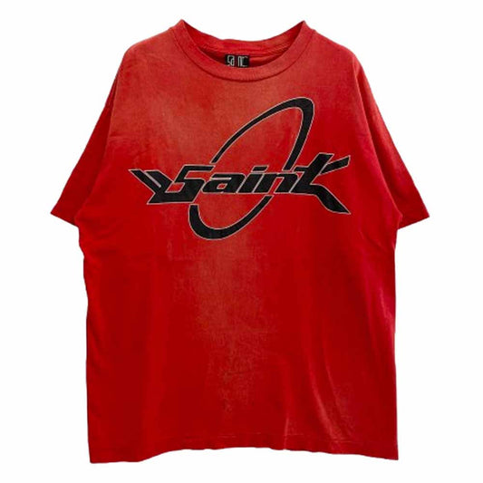 SAINT MICHAEL セントマイケル 22SS SM-S22-0000-006 SS TEE S.CIRCLE サークル プリント 半袖 Tシャツ レッド系 XL【中古】