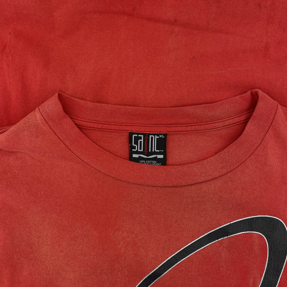 SAINT MICHAEL セントマイケル 22SS SM-S22-0000-006 SS TEE S.CIRCLE サークル プリント 半袖 Tシャツ レッド系 XL【中古】