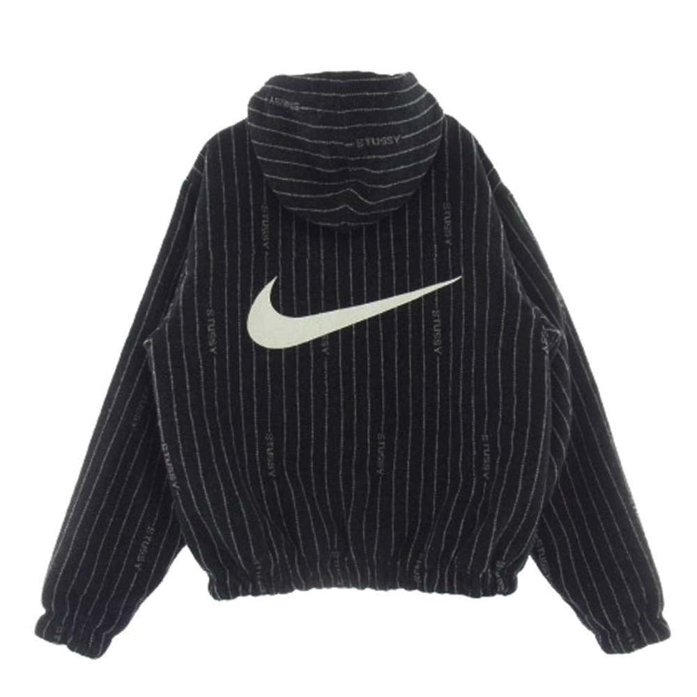 NIKE ナイキ DR4023-010 × Stussy Striped Wool Jacket ステューシー ストライプ ウール ジャケット フーディ ブラック系 M【中古】