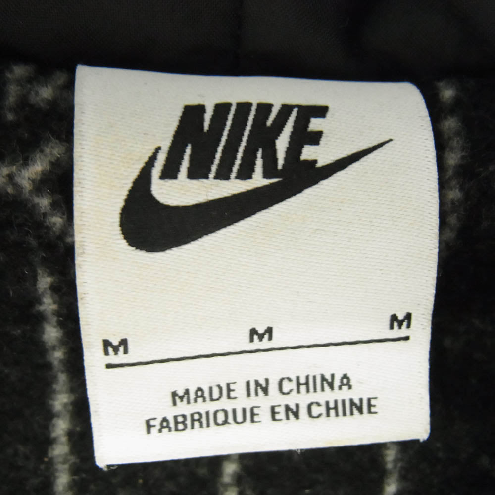 NIKE ナイキ DR4023-010 × Stussy Striped Wool Jacket ステューシー ストライプ ウール ジャケット フーディ ブラック系 M【中古】