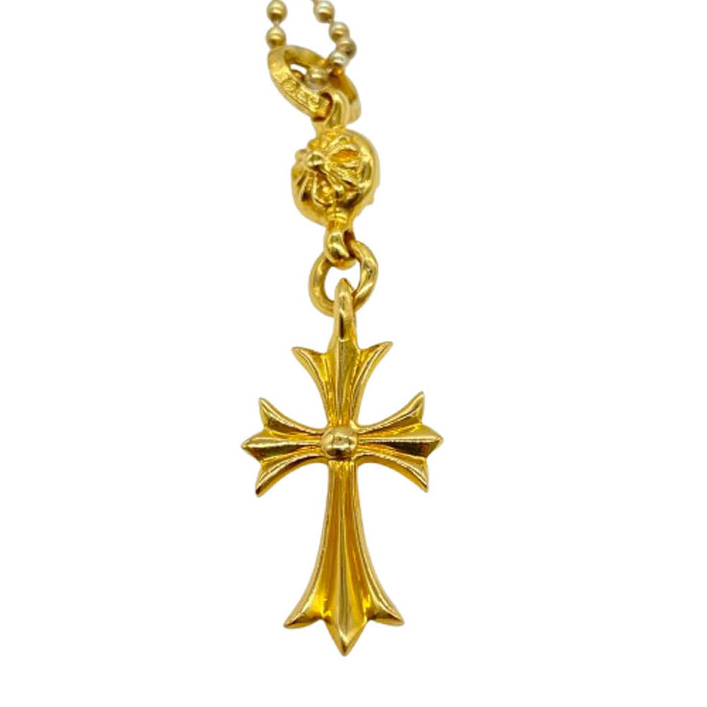 CHROME HEARTS クロムハーツ（原本有） 22K 1BT TNY CH CRS 1ボールタイニー CH クロス チャーム ペンダントトップ ゴールド ボールチェーンネックレス ゴールド系【中古】