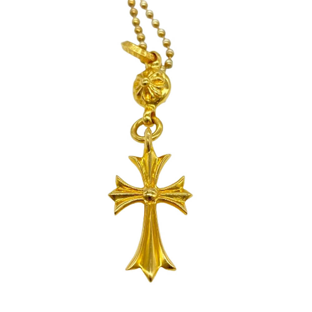CHROME HEARTS クロムハーツ（原本有） 22K 1BT TNY CH CRS 1ボールタイニー CH クロス チャーム ペンダントトップ ゴールド ボールチェーンネックレス ゴールド系【中古】