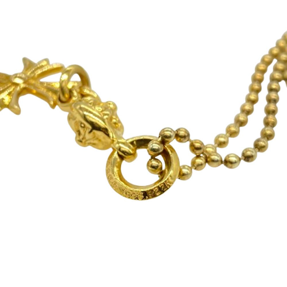 CHROME HEARTS クロムハーツ（原本有） 22K 1BT TNY CH CRS 1ボールタイニー CH クロス チャーム ペンダントトップ ゴールド ボールチェーンネックレス ゴールド系【中古】