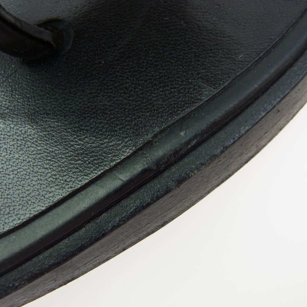 HERMES エルメス Cuir vernis Tスロット カッター サンダル ブラック系 37.5【中古】