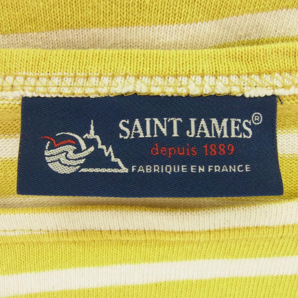 SAINT JAMES セントジェームス OUESSANT ウェッソン ボーダー ボートネック カットソー マスタード系 イエロー系 ML【中古】