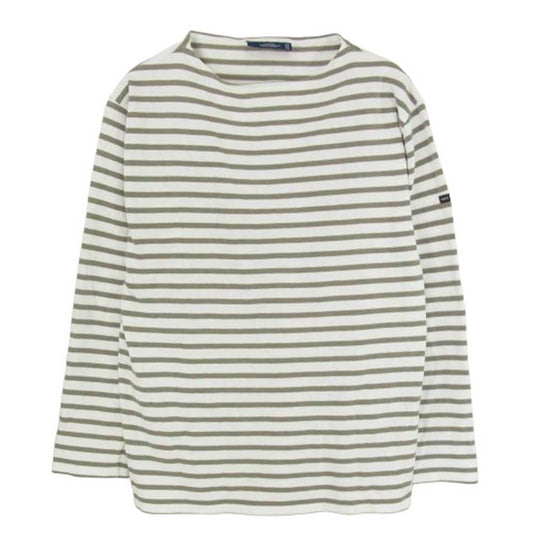SAINT JAMES セントジェームス OUESSANT ウェッソン ボーダー ボートネック カットソー カーキ系 ML【中古】