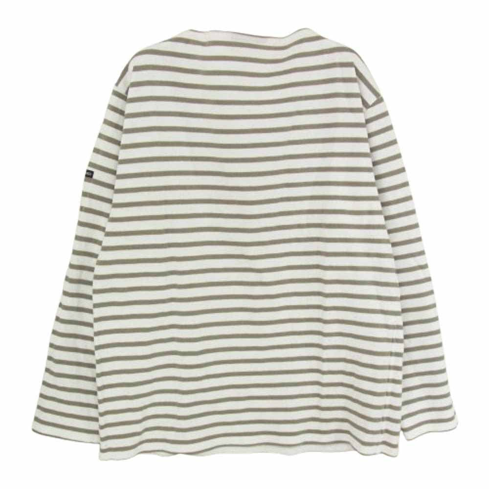 SAINT JAMES セントジェームス OUESSANT ウェッソン ボーダー ボートネック カットソー カーキ系 ML【中古】