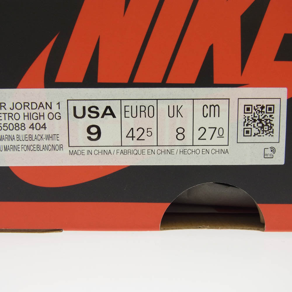 NIKE ナイキ 555088-404 Air Jordan 1 Retro High OG Dark Marina Blue エアジョーダン 1 レトロ ハイ OG スニーカー ブルー系 ブラック系 27cm【極上美品】【中古】