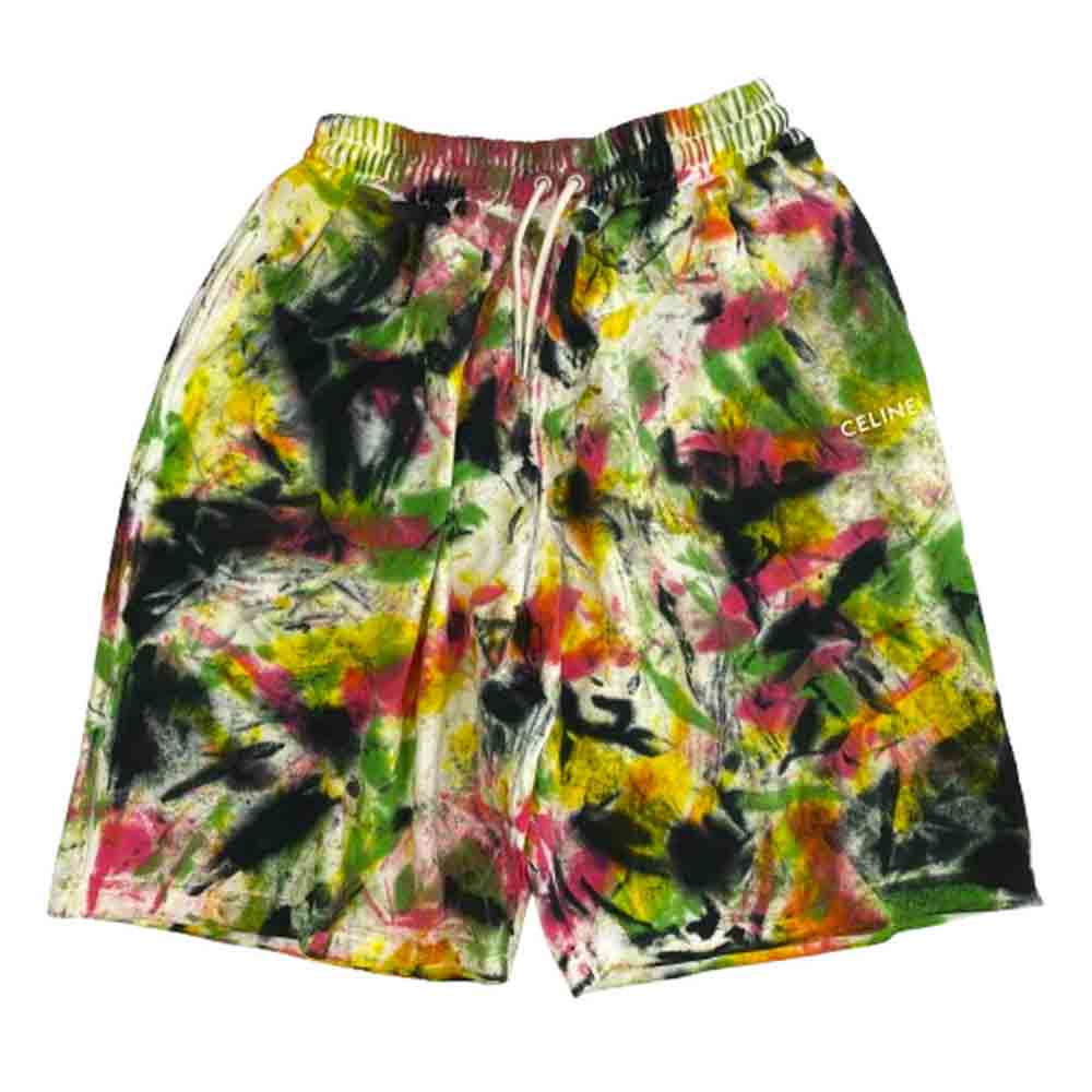 CELINE セリーヌ 22SS 2Z144383Q タイダイ 総柄 ロゴ ジャージー スウェット ショーツ ハーフ ショート パンツ マルチカラー系 XS【新古品】【未使用】【中古】
