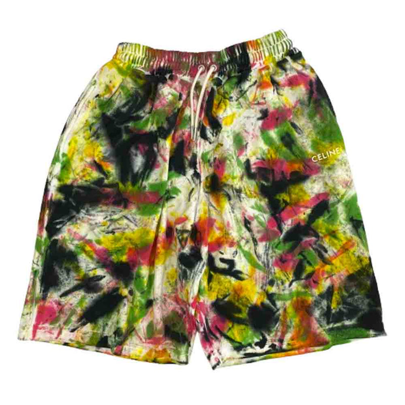 CELINE セリーヌ 22SS 2Z144383Q タイダイ 総柄 ロゴ ジャージー スウェット ショーツ ハーフ ショート パンツ マルチカラー系 XS【新古品】【未使用】【中古】
