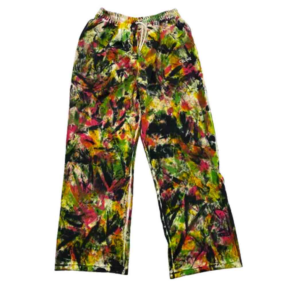 CELINE セリーヌ 22SS 2Z135383Q タイダイ 総柄 ロゴ フレア ジョガー ロング ジャージー スウェット パンツ マルチカラー系 L【新古品】【未使用】【中古】