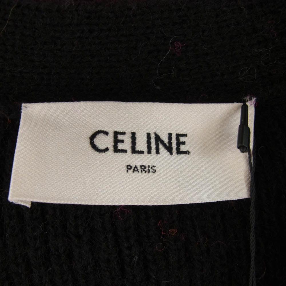 CELINE セリーヌ 23SS 2AC91579S ロゴスキージャ カードウール カーディガン ピンク系 ブラック系 S【新古品】【未使用】【中古】