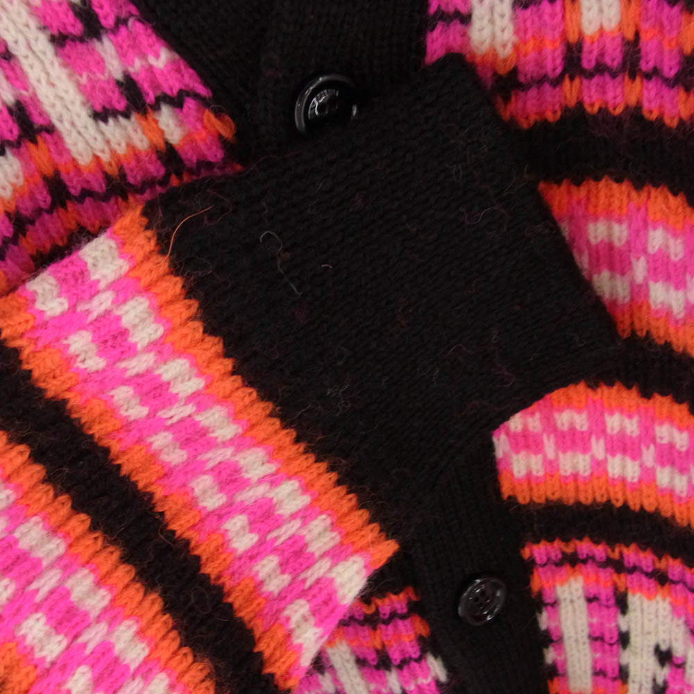 CELINE セリーヌ 23SS 2AC91579S ロゴスキージャ カードウール カーディガン ピンク系 ブラック系 S【新古品】【未使用】【中古】