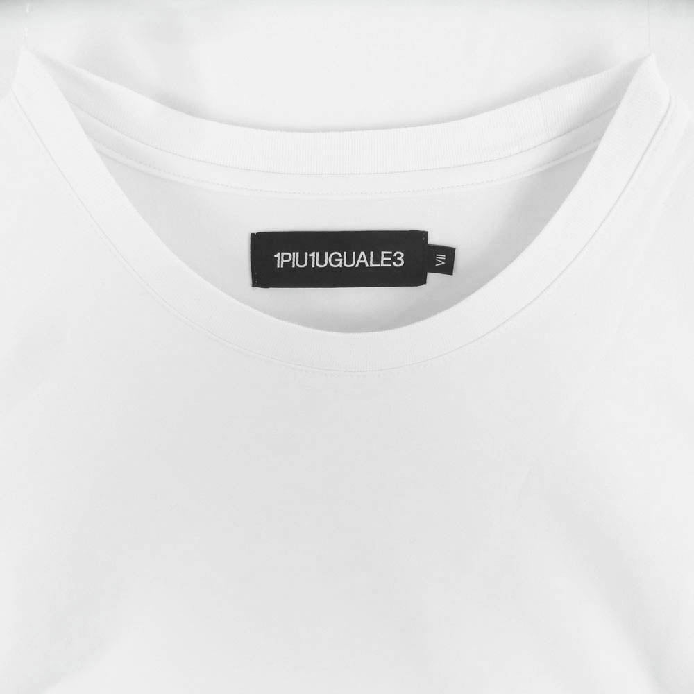 1piu1uguale3 ウノピュウノウグァーレトレ CT018 TB01 SPORT CREW NECK S/S TEE 両面ロゴ 半袖 Tシャツ ホワイト系 10 7【中古】