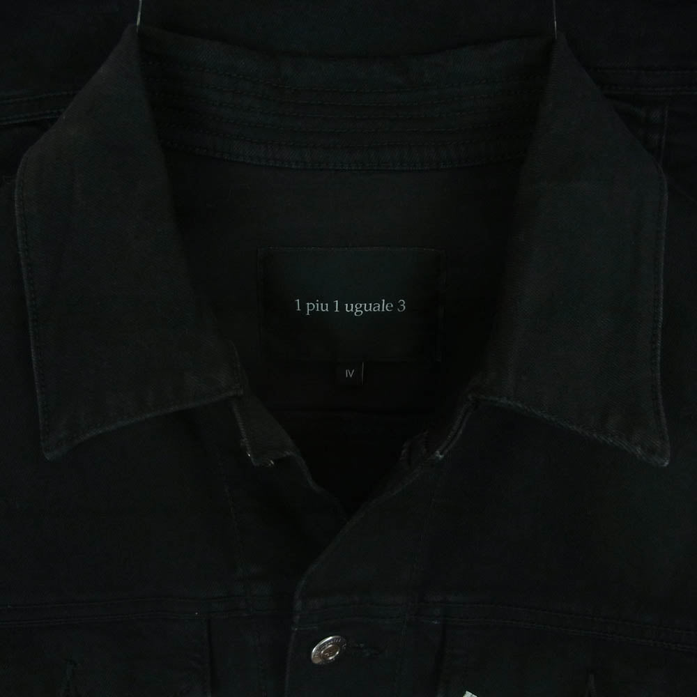 1piu1uguale3 ウノピュウノウグァーレトレ MRB464 CTU216 3RD BLACK ONE WASH ストレッチ トラッカー ブルゾン ブラック デニム ジャケット ブラック系 4【中古】